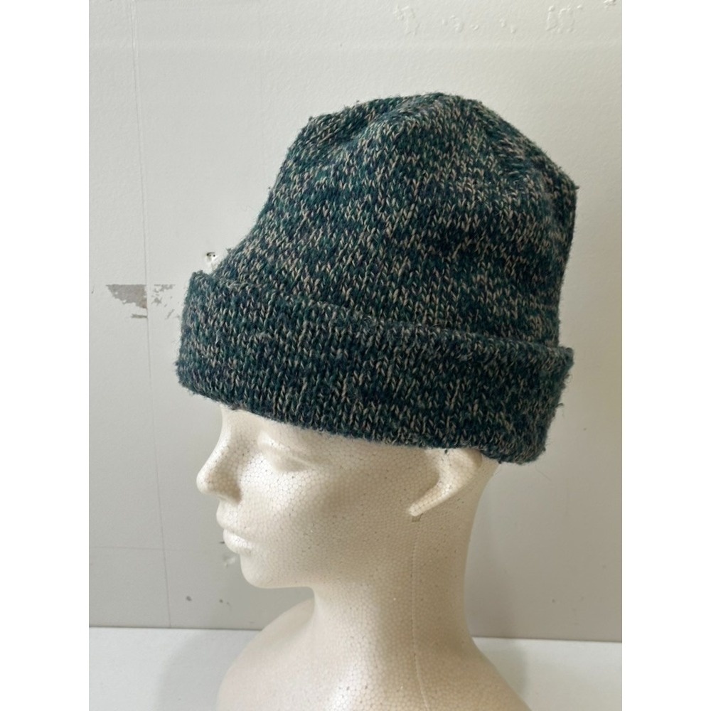 Eddie Bauer Wool Blend Benie Knitted Cuffed Cap Green Size Large Ski Winter